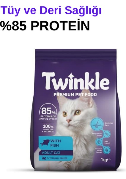 Balıklı Yetişkin Kedi Maması 1 kg Dengeli Beslenme Parlak Tüyler, Güçlü Bağışıklık