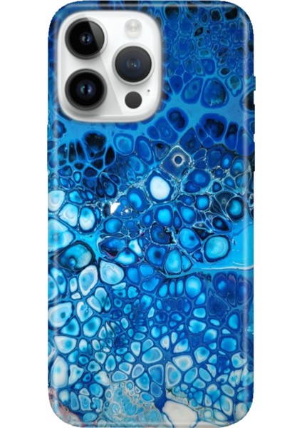 iPhone 15 Pro Max Kılıf Desenli Baskılı Tpu Rubber Kapak Derin Mavi