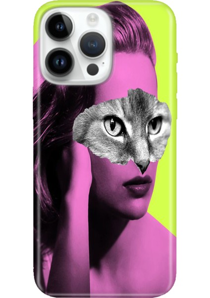iPhone 15 Pro Max Kılıf Desenli Baskılı Tpu Rubber Kapak Cat Face
