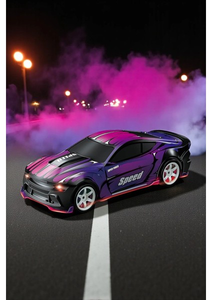 Uzaktan Kumandalı Şarjlı Sesli LED Işıklı Yede Lastikli Rc 4x4 Drift Atan 12 Km/h Yapan Araba 30 cm