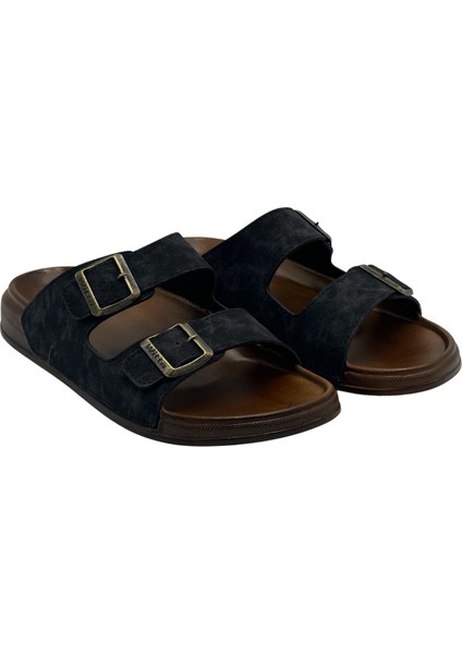Deri Çift Bant Anatomik Erkek Terlik