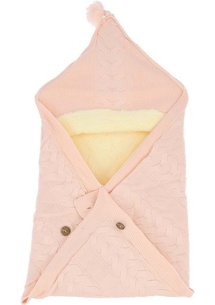 Kalın Örgü Triko Port Bebe Battaniye Somon