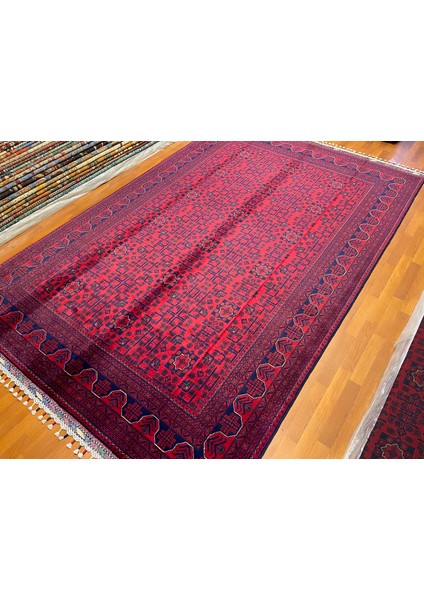 El Dokuma Afgan Halı Yıldız Desenli Bordo Renk 6 Metre Kare fiyatları