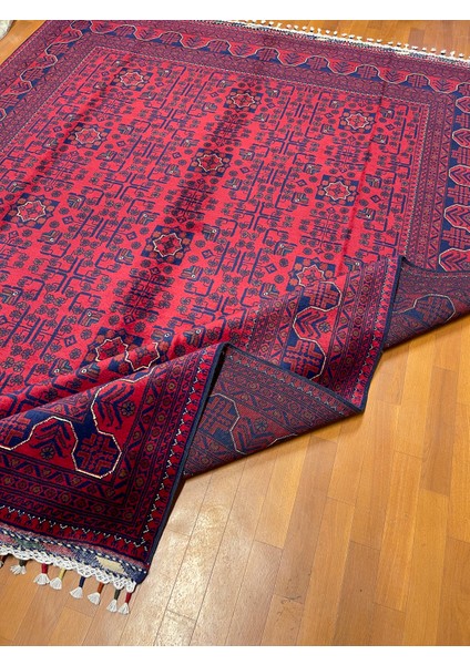 El Dokuma Afgan Halı Yıldız Desenli Bordo Renk 6 Metre Kare indirimleri