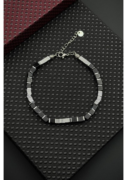 316L Çelik ve Onyx Doğal Taşlı Siyah Renk Erkek Bileklik FRJ12667-3667-S