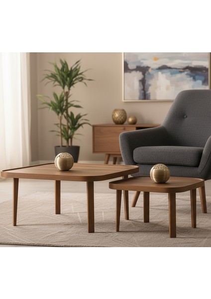 Pera Orta Sehpa Ikili Set Ceviz