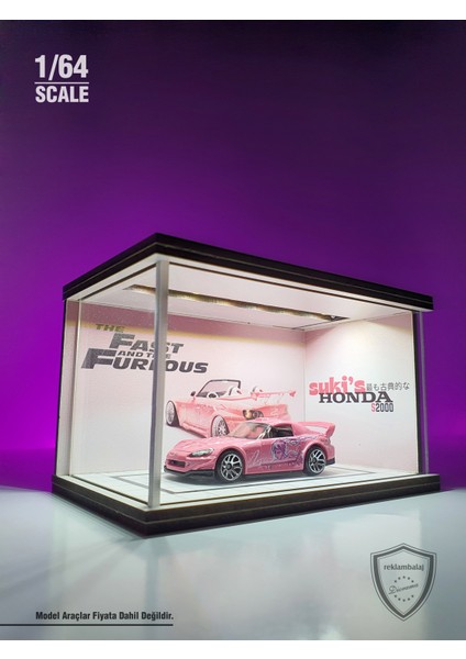 Fast And Furious V2 Diecast LED Işıklı Akrilik Korumalı Stand/diorama 1:64 Ölçek