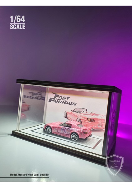 Fast And Furious V2 Diecast LED Işıklı Akrilik Korumalı Stand/diorama 1:64 Ölçek modelleri