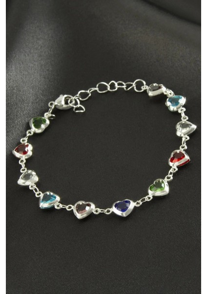 Kalp Kristal Taşlı Çelik Bileklik