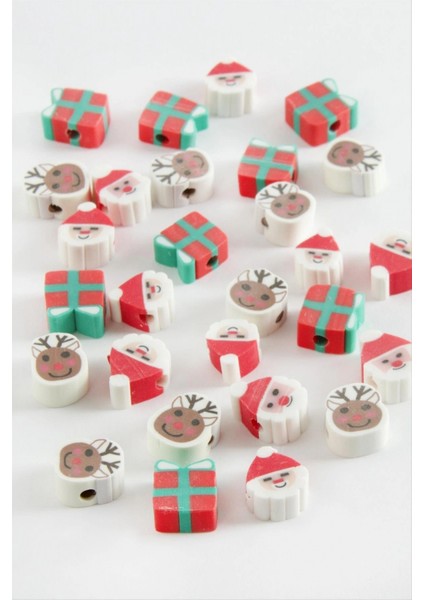 Karışık Yılbaşı Fimo Boncuk 100 Adet