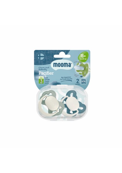 Palyaço ve Kelebek Emzik No:3 Bebek Pastel Mavi & Nehir Yeşili - Emzik Kutusu Hediye