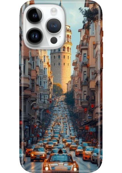 iPhone 15 Pro Max Kılıf Desenli Baskılı Tpu Rubber Kapak Galata Francisco