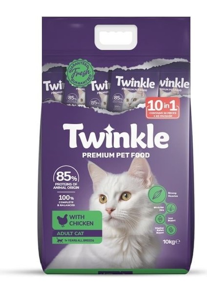 Tavuklu Yetişkin Kedi Maması 10 kg Yüksek Proteinli Vitamin Sindirim ve Bağışıklık Destekli