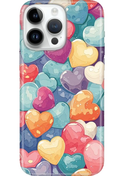 iPhone 15 Pro Max Kılıf Desenli Baskılı Tpu Rubber Kapak Heart Pattern