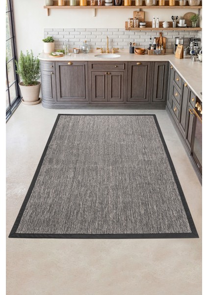 Dokuma Balık Sırtı Sisal Kolay Temizlenir Mutfak Antre Oturma Odası Siyah Kumaş Bordürlü Özel Halı modelleri