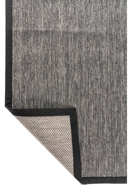 Dokuma Balık Sırtı Sisal Kolay Temizlenir Mutfak Antre Oturma Odası Siyah Kumaş Bordürlü Özel Halı