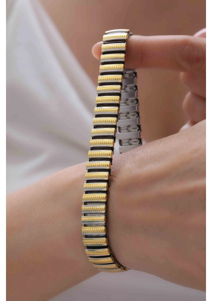 Hasır Görünümlü Esnek Çelik Gold Kadın Bileklik fiyatları
