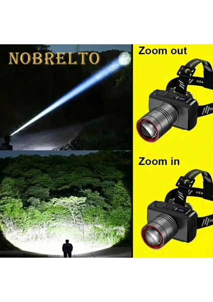 Nobrelto Profesyonel Sensörlü ve Dijital Göstergeli Kafa Feneri - Zoomlu USB Şarjlı Akıllı Kamp Lambası (Hareket Sensörü Özellikli) fırsatları