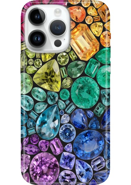 iPhone 15 Pro Max Kılıf Desenli Baskılı Tpu Rubber Kapak Elmas 444