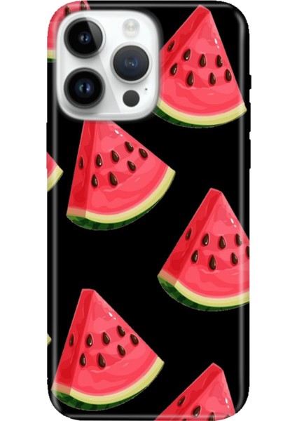 iPhone 15 Pro Max Kılıf Desenli Baskılı Tpu Rubber Kapak Karpuz Dilimi
