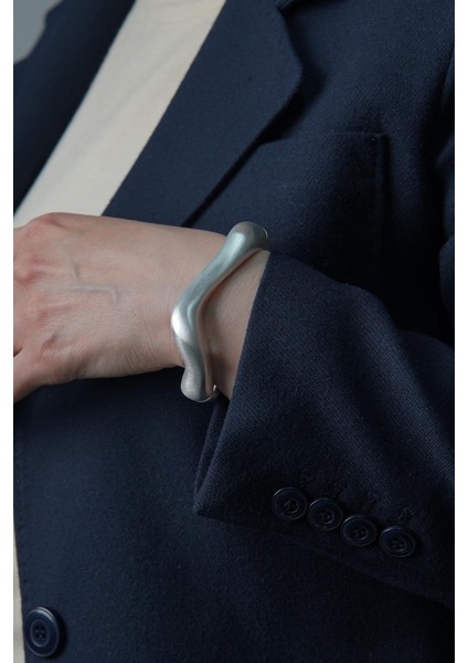 Gümüş Renk Kadın Kelepçe Bileklik FRJ12442-3442-A