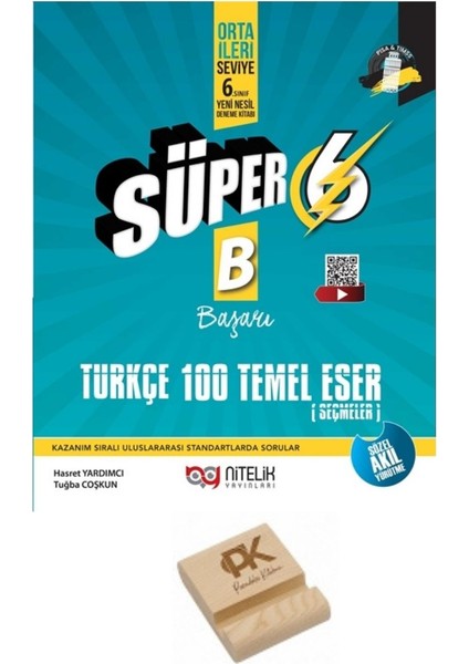 6. Sınıf Süper B Serisi Türkçe 100 Temel Eser Soru Bankası + Telefon Standı