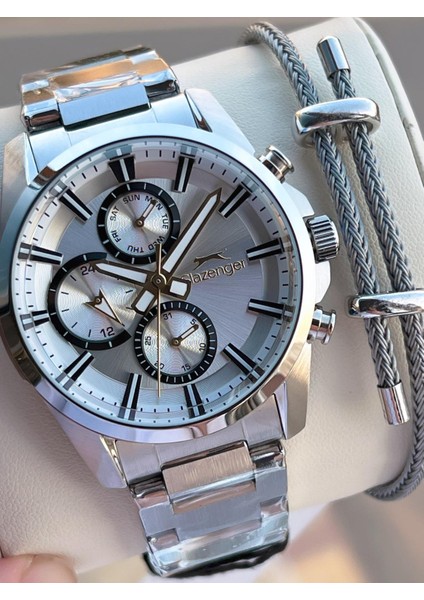 Italyan Tasarım Bileklik Hediyeli 2 Yıl Garantili 10 Atm Çelik Erkek Kol Saat ESL.Y2522.1