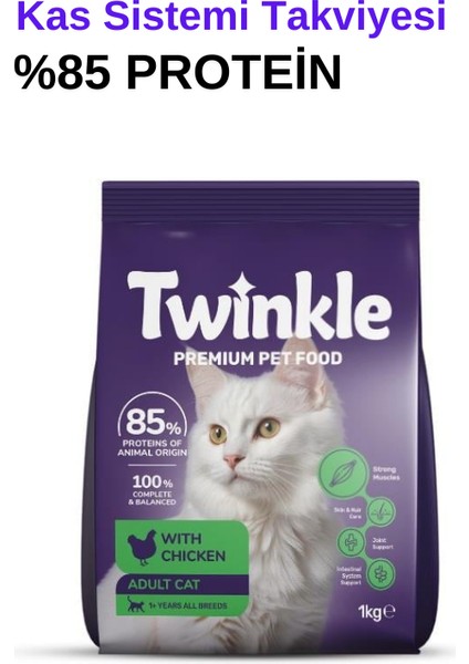 Tavuklu Yetişkin Kedi Maması 1 kg Yüksek Proteinli Vitamin ve Mineral Takviyeli Sindirim