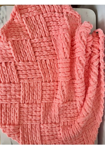 El Örgüsü Alize Puffy Bebek Battaniyesi Somon Rengi Küp Şeker fırsatları