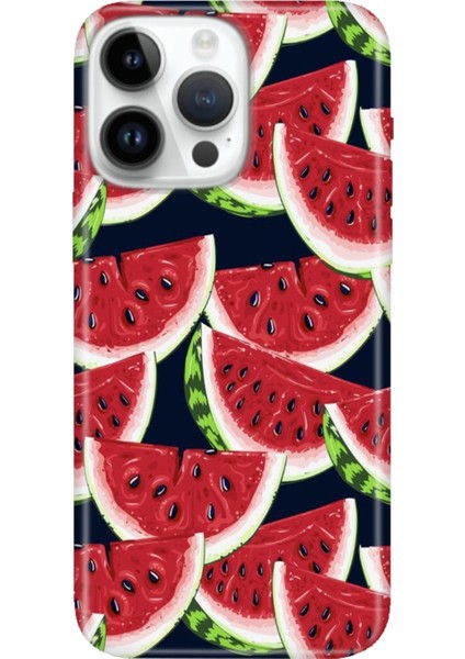 iPhone 15 Pro Max Kılıf Desenli Baskılı Tpu Rubber Kapak Karpuz