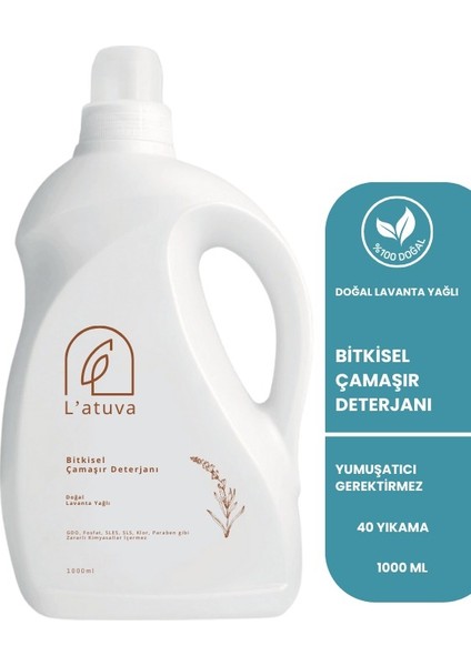 Bitkisel Çamaşır Deterjanı Lavanta Yağlı, Kendinden Yumuşatıcılı 1000 ml