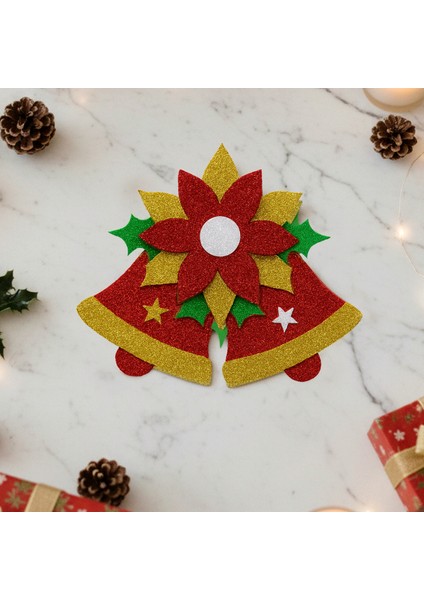 Çan ve Çiçek Desenli Simli Eva Yılbaşı Kapı Süsü fiyatları