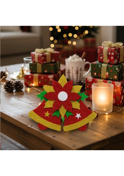 Çan ve Çiçek Desenli Simli Eva Yılbaşı Kapı Süsü indirimleri