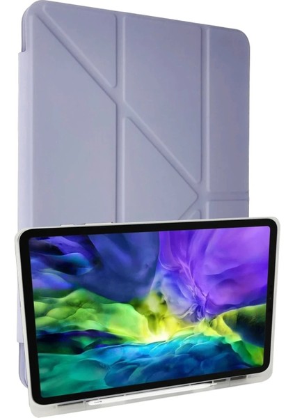 OMR02 iPad 10.2 (8.nesil) Kılıf Kalemlikli Mars Tablet Kılıfı - Lila