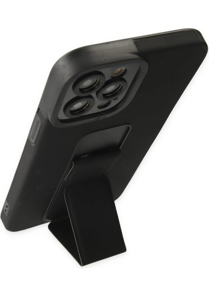 OMR02 iPhone 12 Pro Max Kılıf Mega Standlı Silikon - Siyah fırsatları