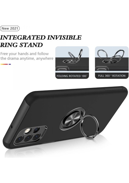OMR02 Samsung Galaxy A72 Kılıf Elit Yüzüklü Kapak - Siyah modelleri
