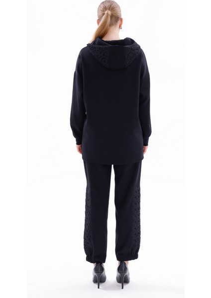 Dantel Detay Tunik Pantolon Takım 19467 Siyah fırsatları