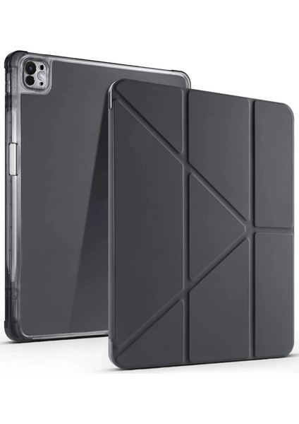 OMR02 iPad Air 13 (2024) Kılıf Kalemlikli Mars Tablet Kılıfı - Gri