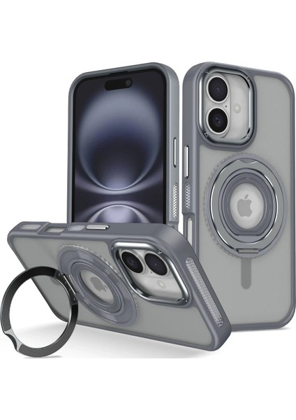 OMR02 iPhone 16 Banza Magsafe Standlı Kapak - Titan Gri