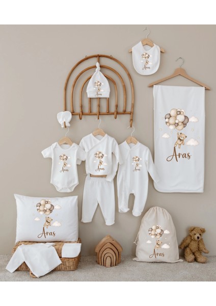 Balonlu Ayıcık Tasarımları - 12LI Organik Hastane Çıkış Seti