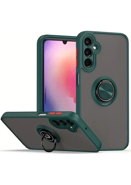 OMR02 Samsung Galaxy A36 Kılıf Montreal Yüzüklü Silikon Kapak - Yeşil