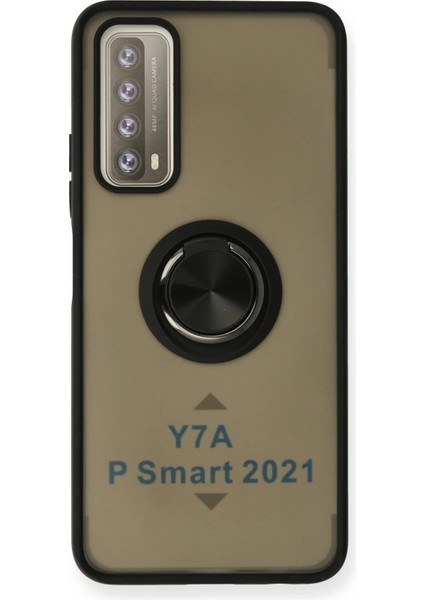 OMR02 Huawei P Smart 2021 Kılıf Montreal Yüzüklü Silikon Kapak - Siyah