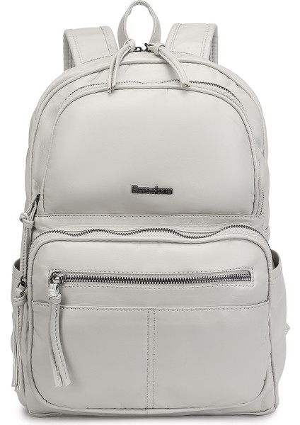 Barcelona Günlük Çok Cepli Orta Boy Kadın Sırt Çantası 1872 Açık Gri fiyatları