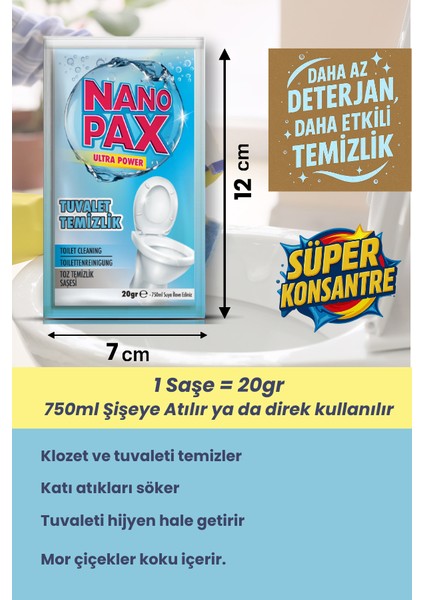 Tuvalet & Klozet Toz Temizlik Saşesi (12 Adet x 20GR) modelleri