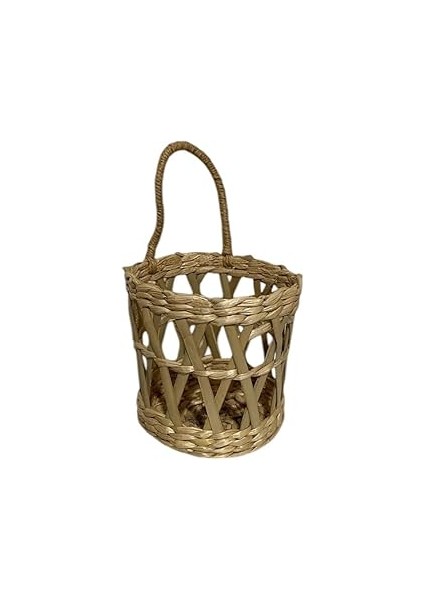 Dekoratif Çok Amaçlı Doğal El Yapımı Hasır Saksı Sepet Sarkıt Çiçekler Için 10X10 cm