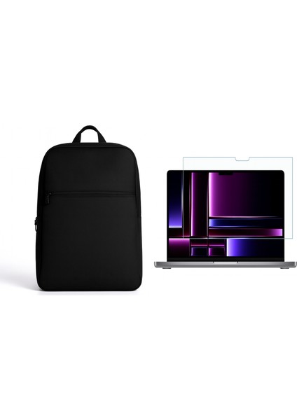 Huawei Matebook 16S 2023 16" Uyumlu Siyah Notebook Laptop Sırt Çantası ve Ekran Koruyucu