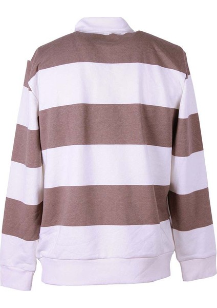 Üç Iplik Baskılı Şardonsuz Yakalı Bej Erkek Sweatshirt 5790 modelleri