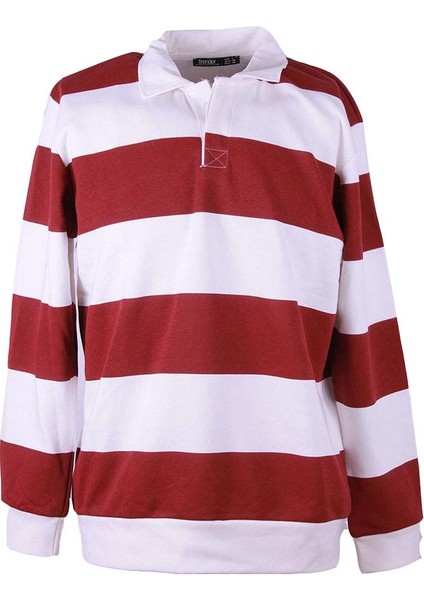 Üç Iplik Baskılı Şardonsuz Yakalı Bordo Erkek Sweatshirt 5790