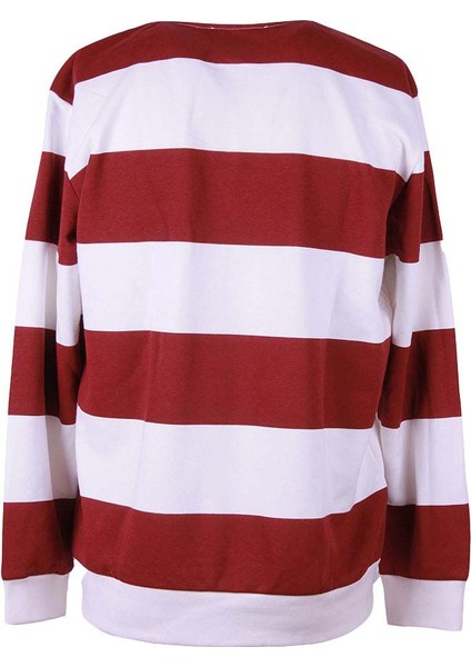 Üç Iplik Baskılı Şardonsuz Yakalı Bordo Erkek Sweatshirt 5790 modelleri