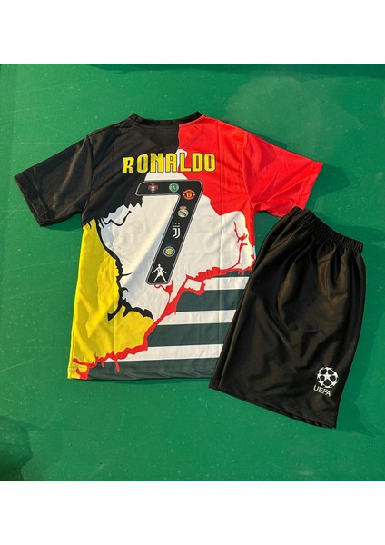 Özel Tasarım Ronaldo Tüm Takımların Ortak Tasarlanmış Futbol Çocuk Forması 2'li Set Forma + Short